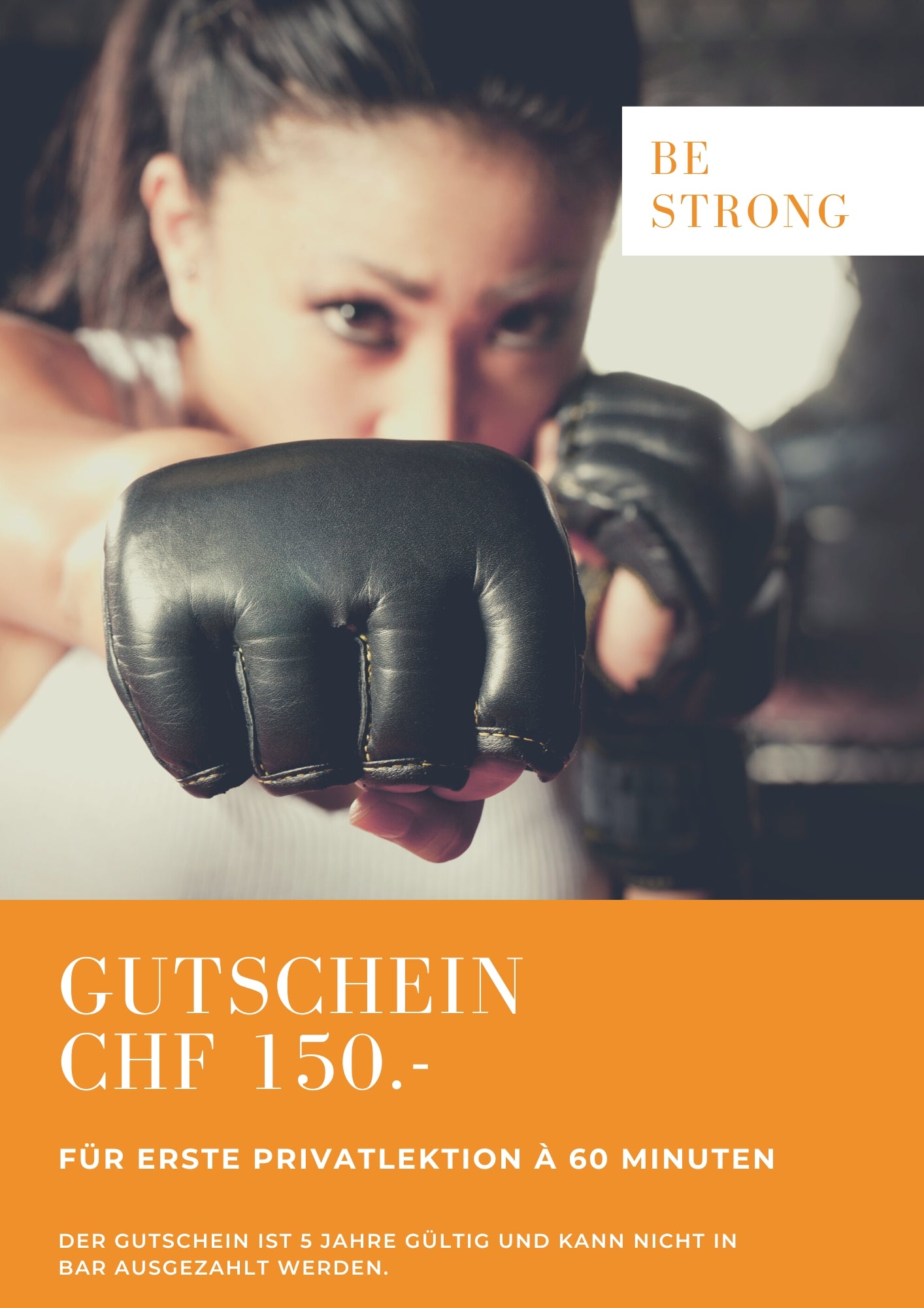 150 CHF Gutschein für die erste Privatlektion BE STRONG à 60 Minuten