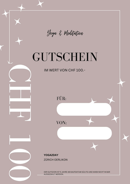 100 CHF Gutschein Yoga & Meditation