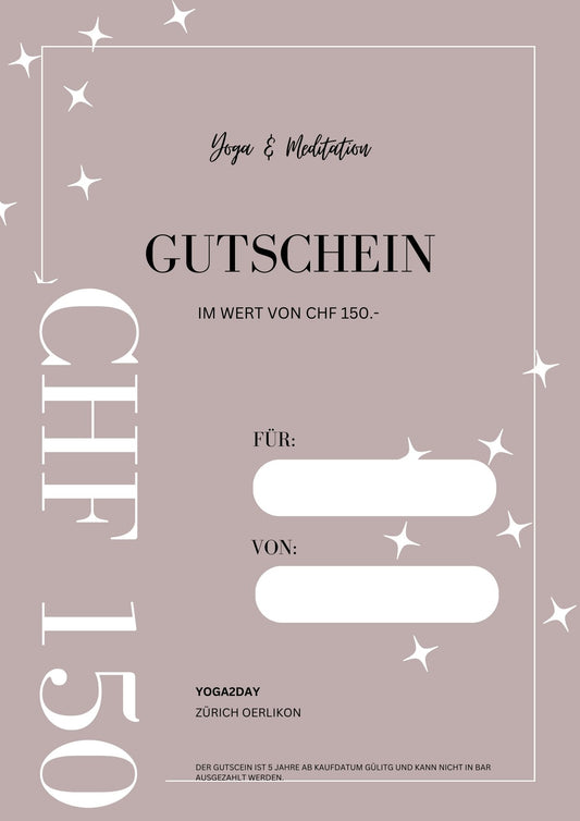 150 CHF Gutschein Yoga & Meditation