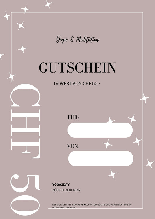50 CHF Gutschein Yoga & Meditation