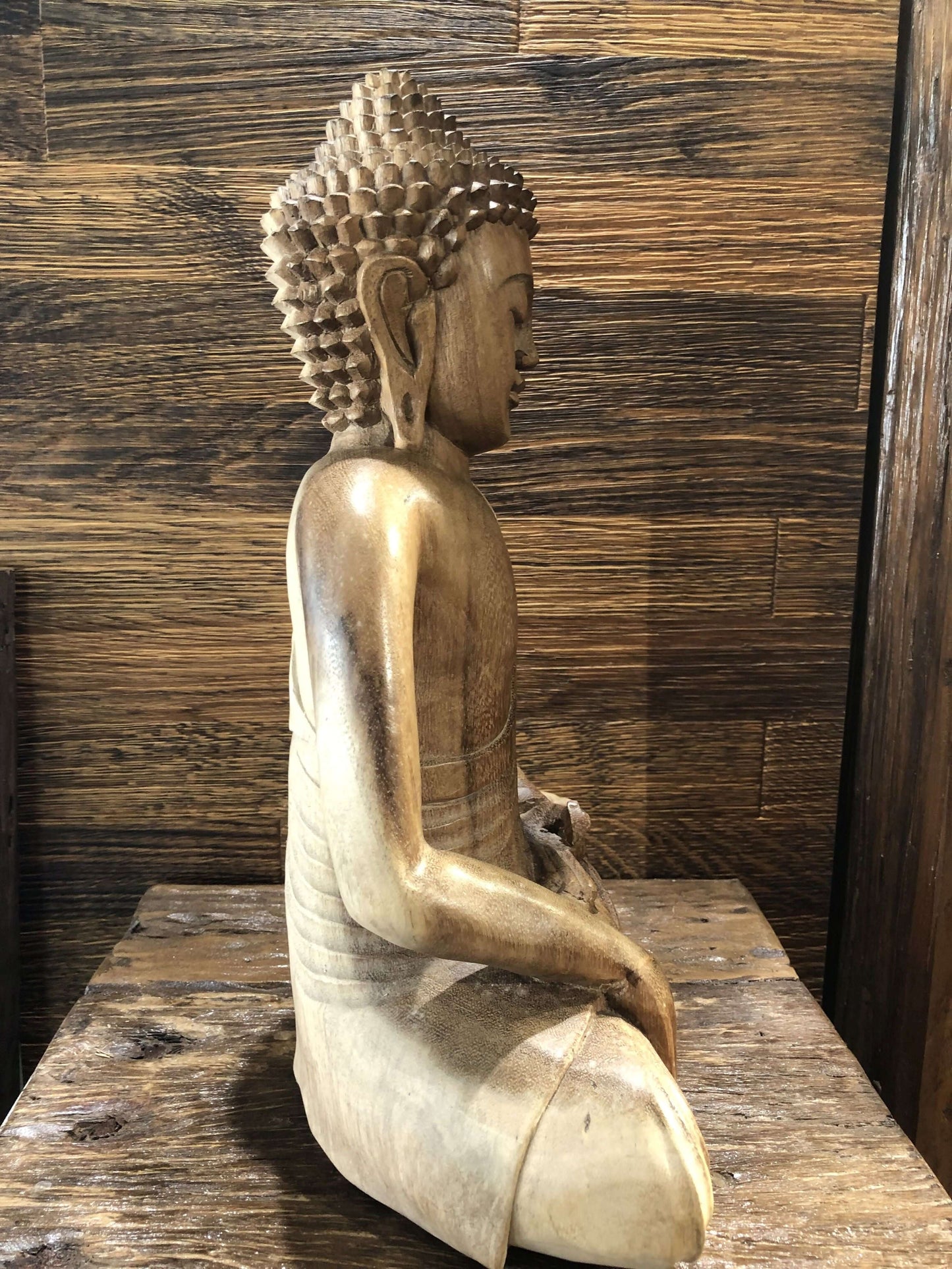 Buddhafiguren Buddha aus Suar Holz (Gross) - Bhumisparsha Mudra Kali-Shop
