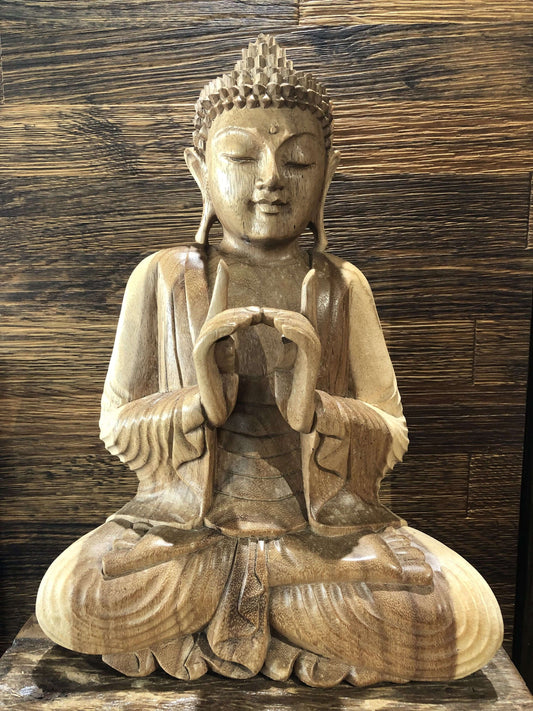 Buddhafiguren: Buddha aus Suar Holz (Gross) - Anjali Mudra Kali-Shop