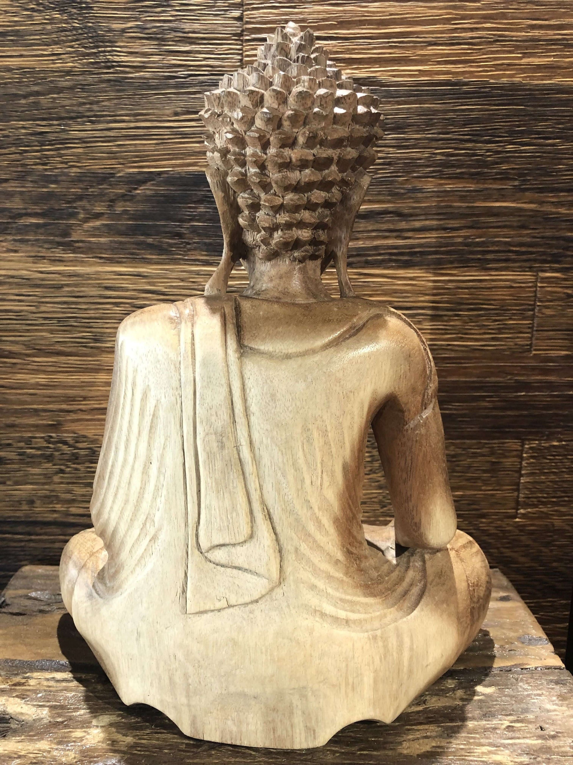 Buddhafiguren: Buddha aus Suar Holz (mittlere Grösse) - Bhumisparsha Mudra Kali-Shop